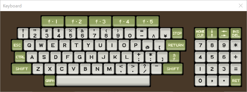 PC-8001のVirtual Keyboard